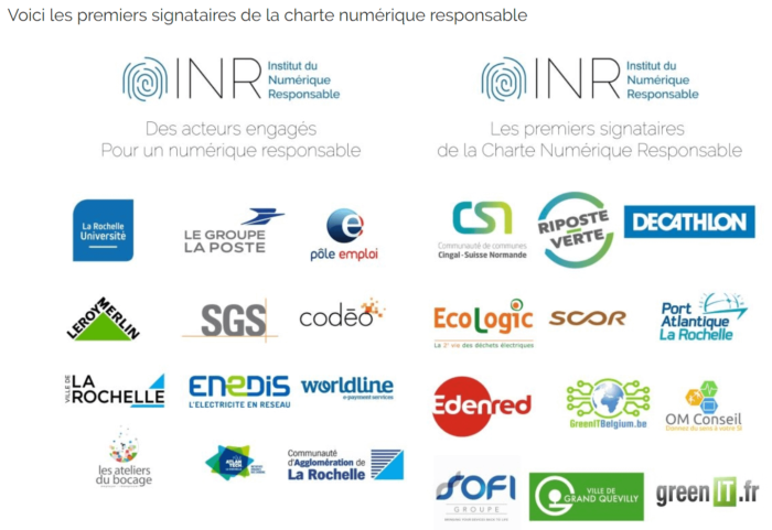 23 premiers signatiares de la charte numérique responsable