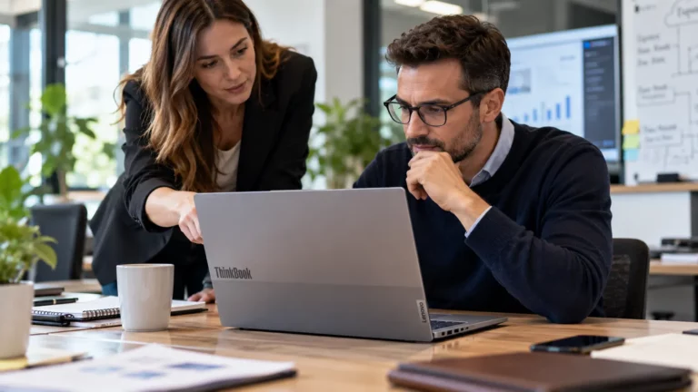 Collaboration autour d’un ordinateur portable